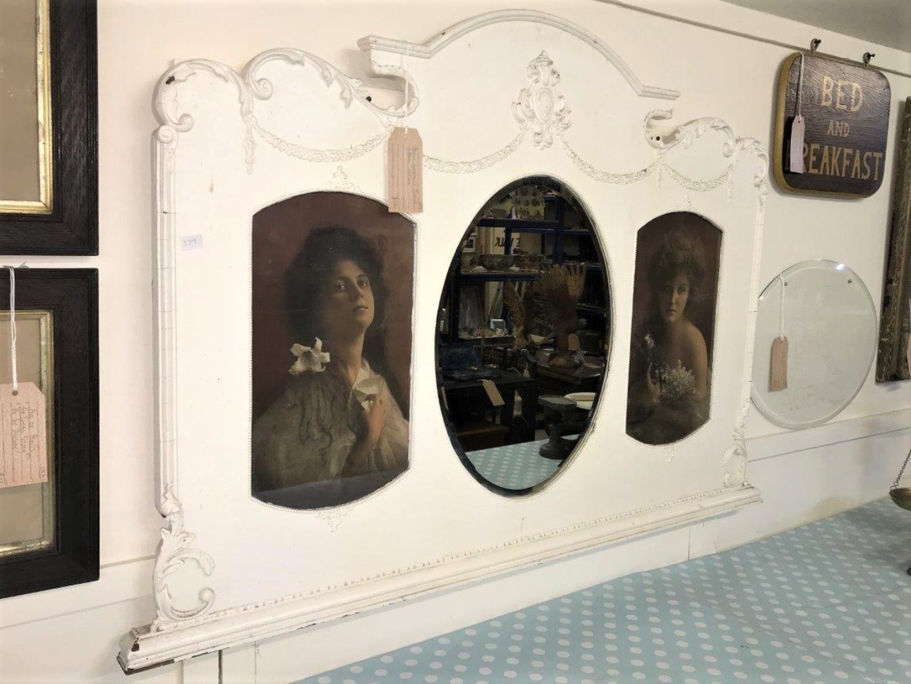 French Triptych Overmantle Mirror