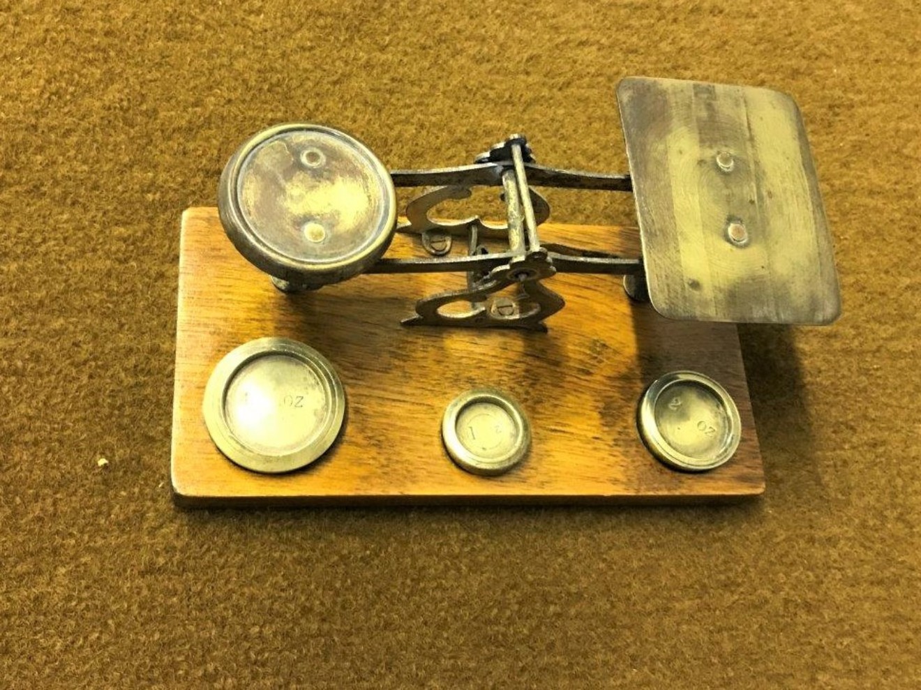 Set of Postal Scales on Light Rosewood Base