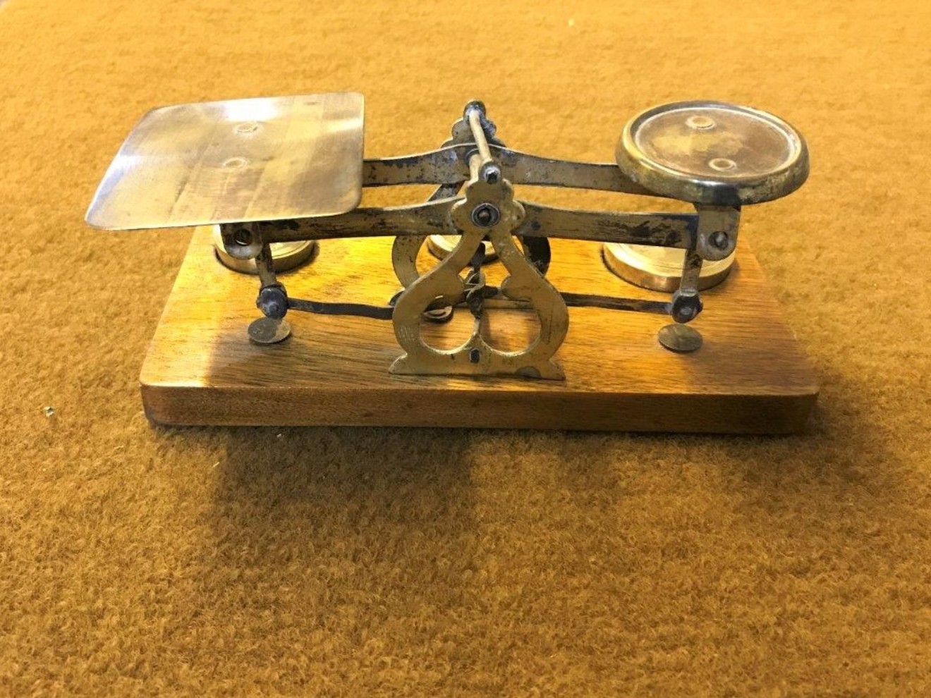 Set of Postal Scales on Light Rosewood Base