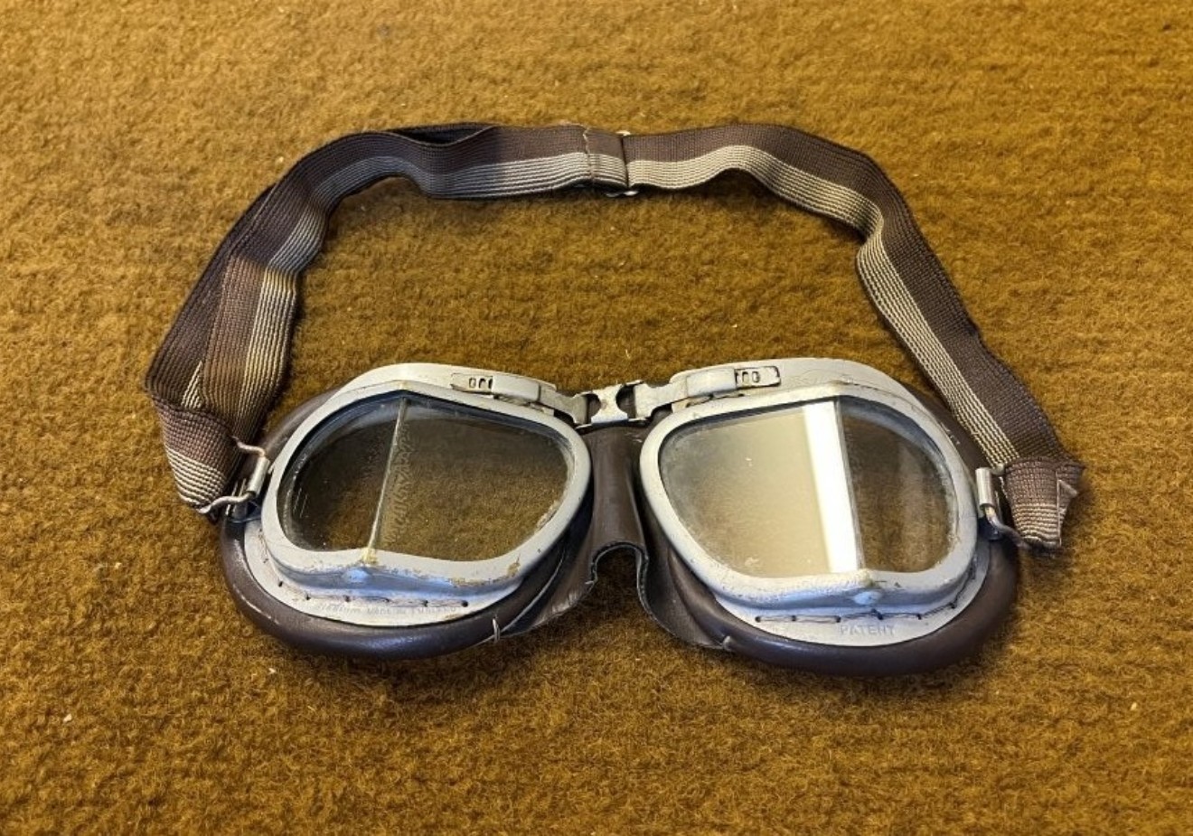 Vintage Stadium Motorcycle / Flying Goggles with Laminated Glasses