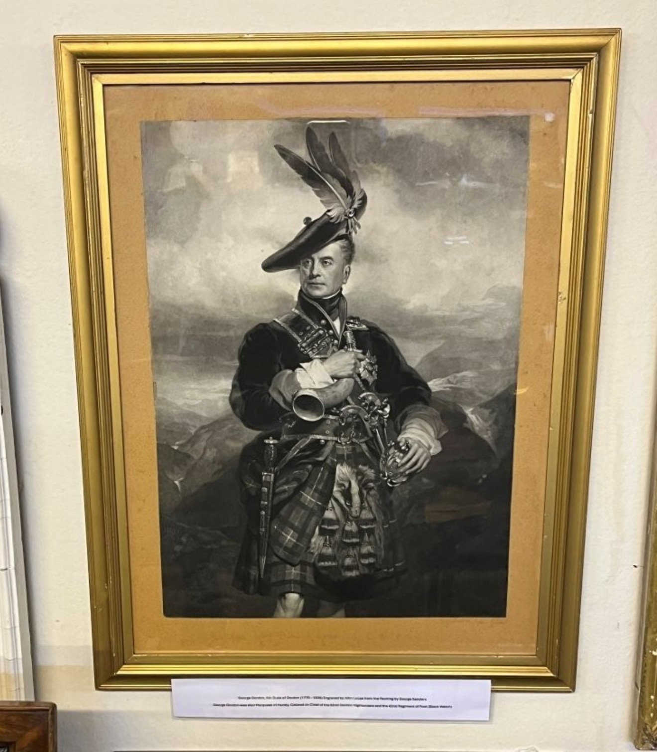 Antique Grayscale Print of George Gordon, 5th Duke of Gordon (1770 - 1836)