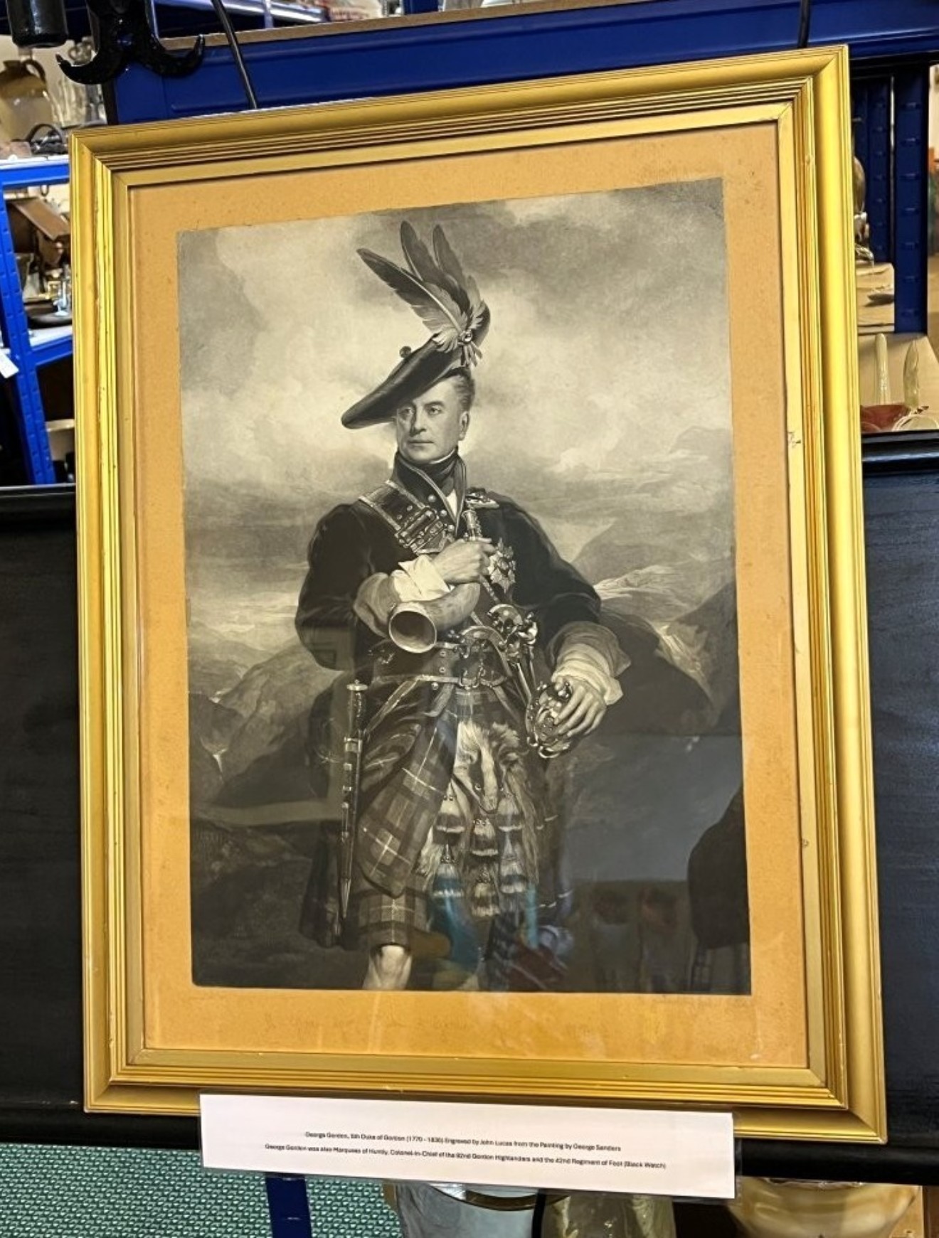 Antique Grayscale Print of George Gordon, 5th Duke of Gordon (1770 - 1836)