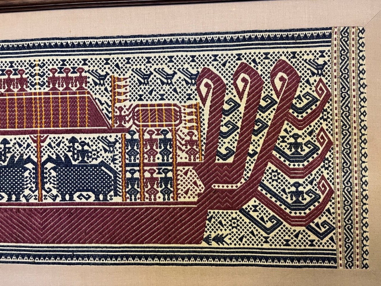 Vintage Indonesian Tampan Pasisir "Ship Cloths" Framed Tapestry