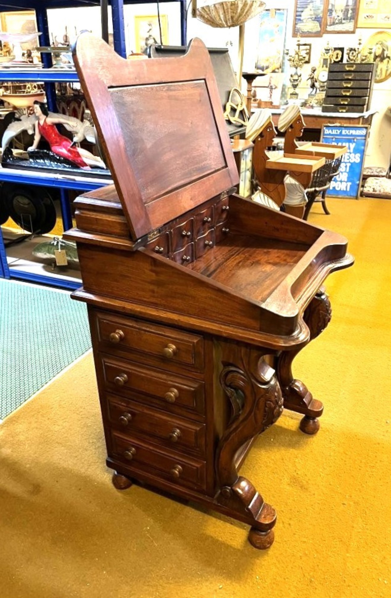 Vintage Mahogany Davenport Desk with Writing Surface