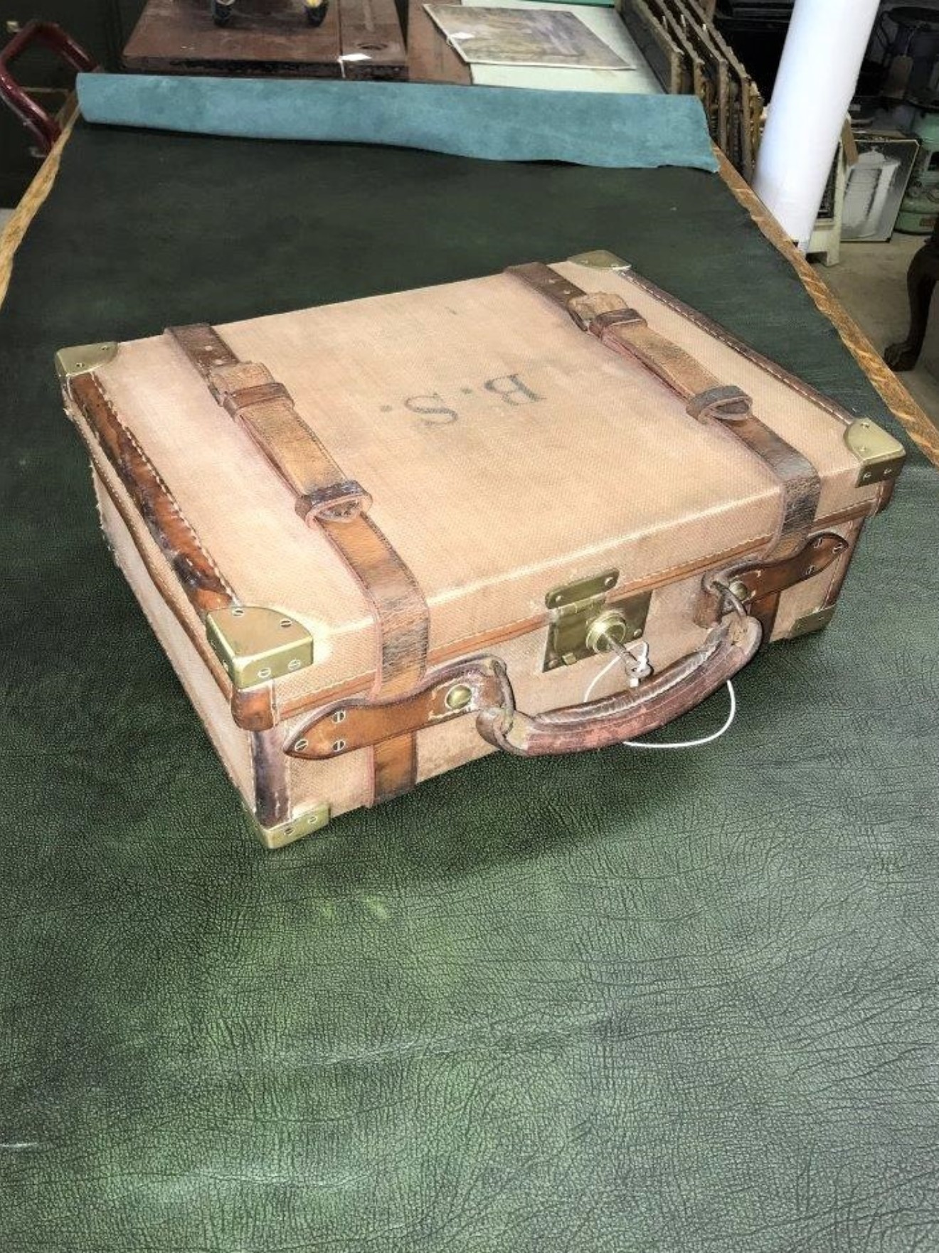 Canvas and Leather Brass Bound Cartridge Case