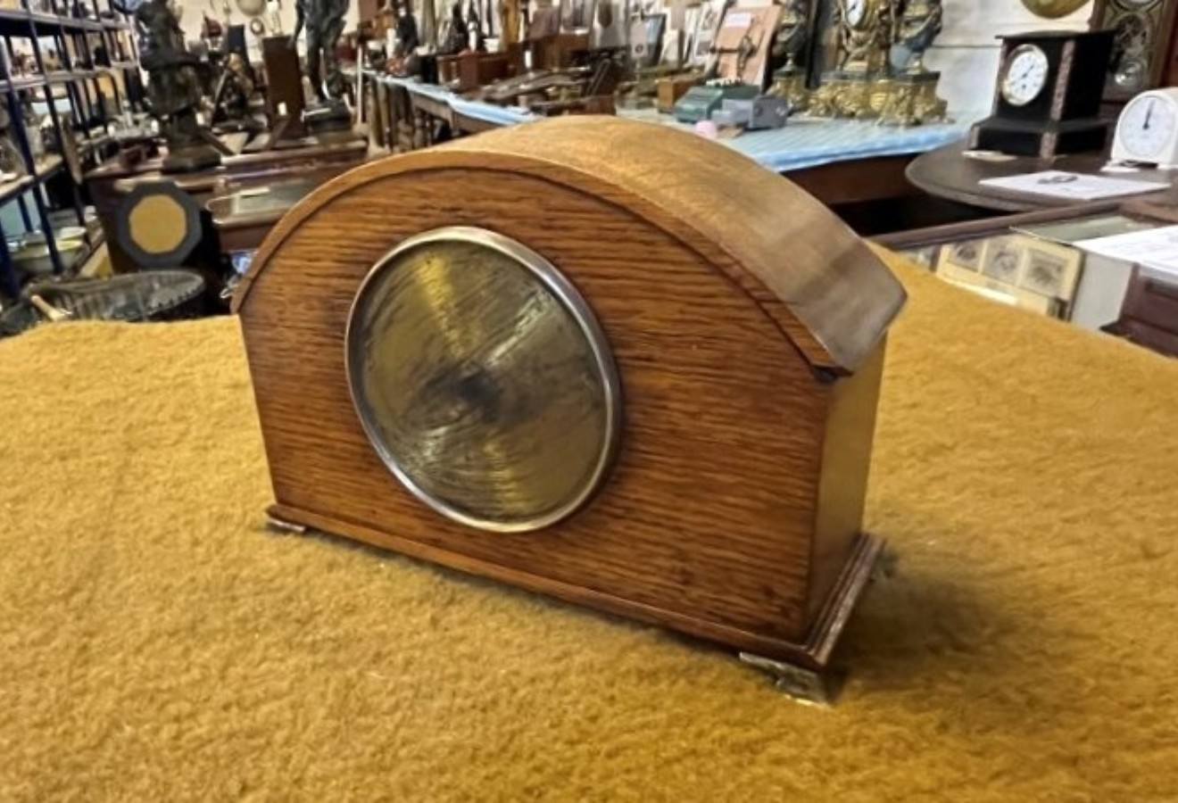 Vintage French Oak Cased Mantle Clock Retailed by Geo Jamieson Aberdeen