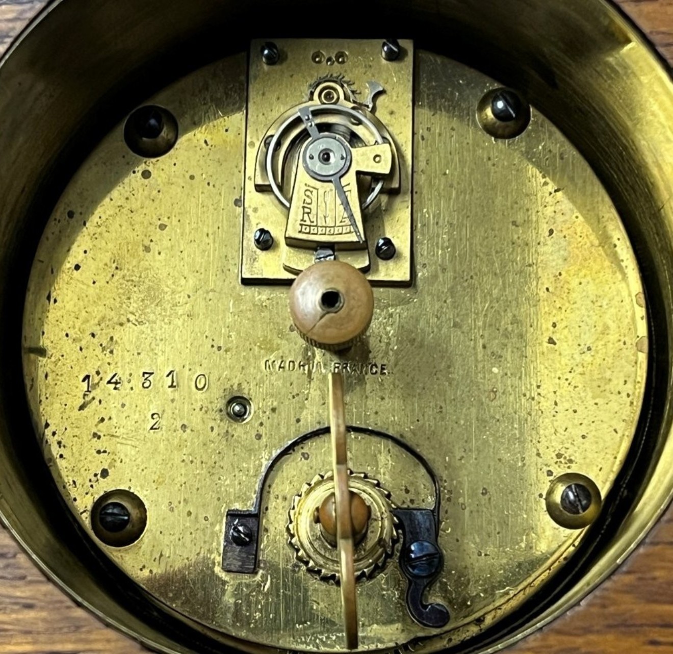Vintage French Oak Cased Mantle Clock Retailed by Geo Jamieson Aberdeen