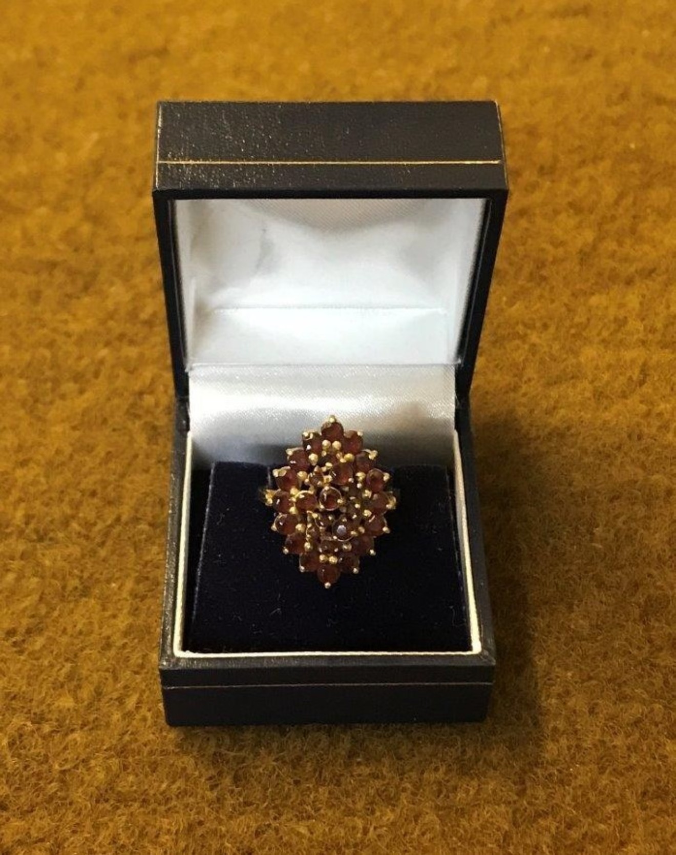 9 Ct Yellow Gold Garnet Cluster Cocktail Ring ﻿UK Size N