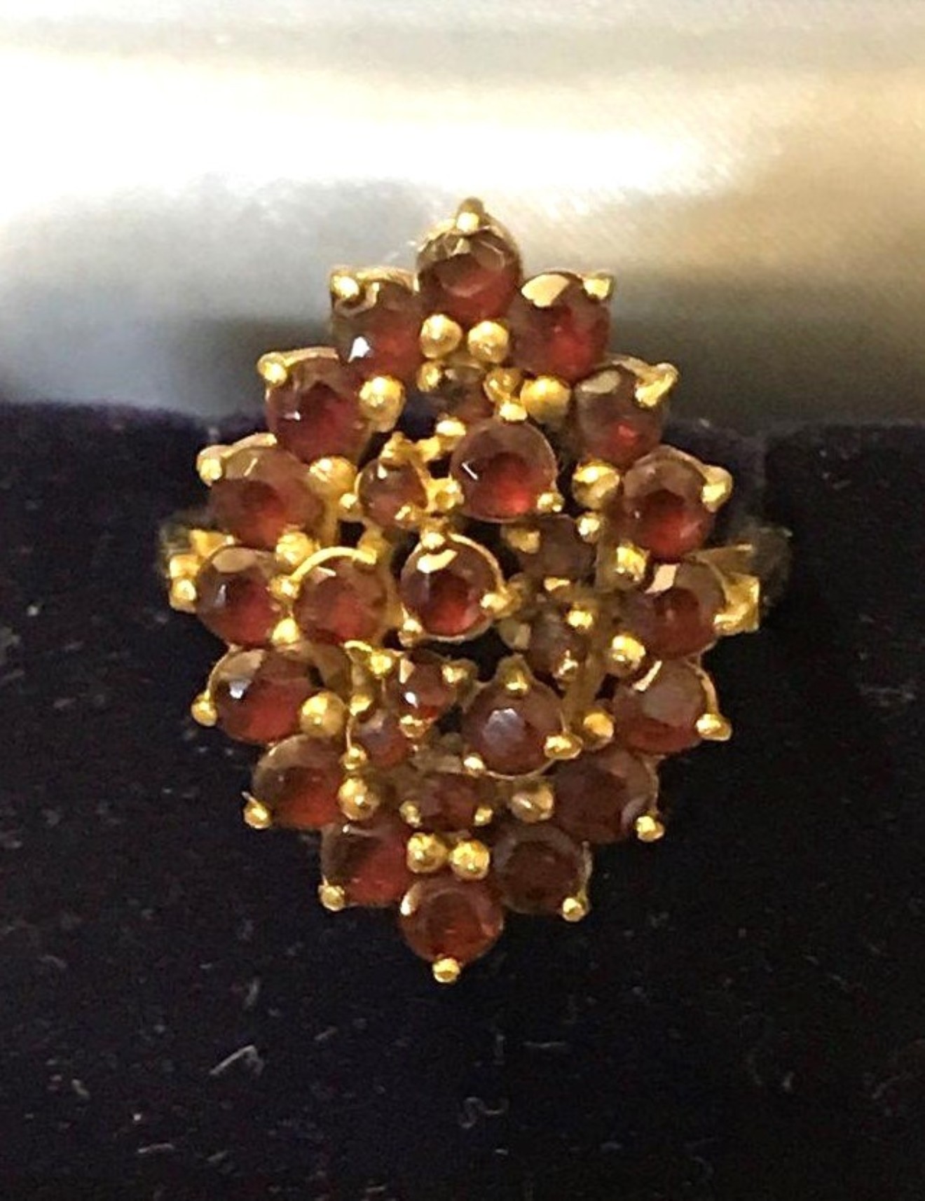 9 Ct Yellow Gold Garnet Cluster Cocktail Ring ﻿UK Size N