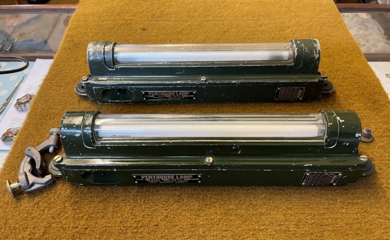 Vintage Pair of Military Armoured Vehicle Lamps