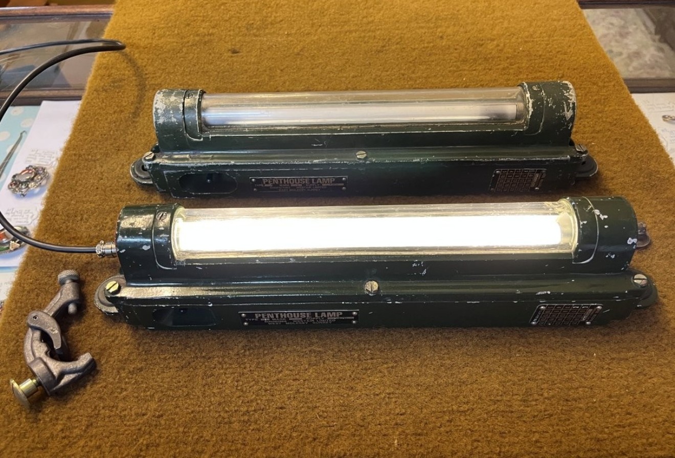 Vintage Pair of Military Armoured Vehicle Lamps