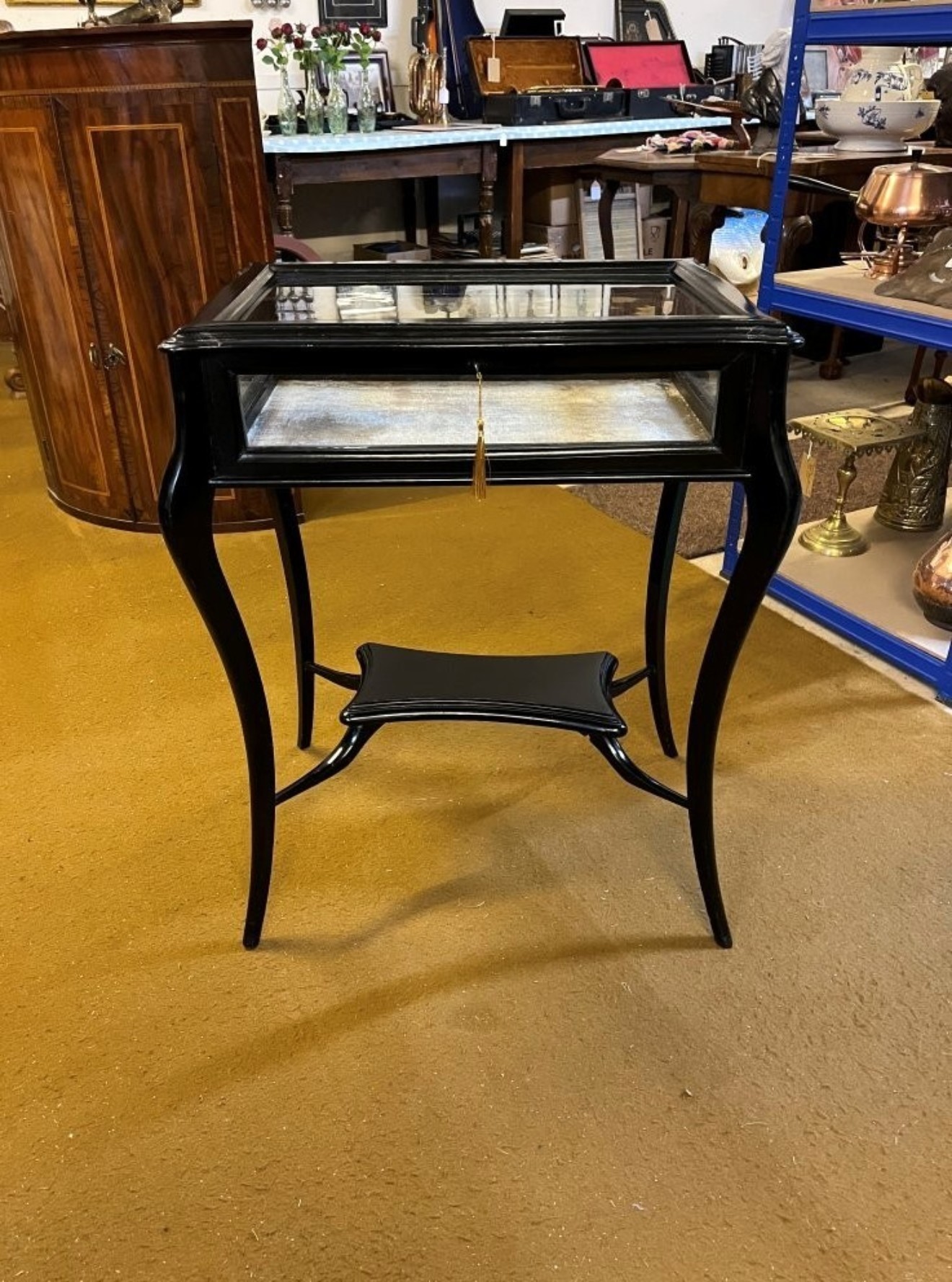 Antique Ebonised Bijouterie Display Cabinet