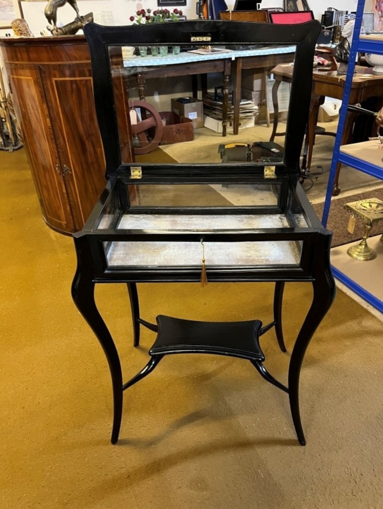 Antique Ebonised Bijouterie Display Cabinet