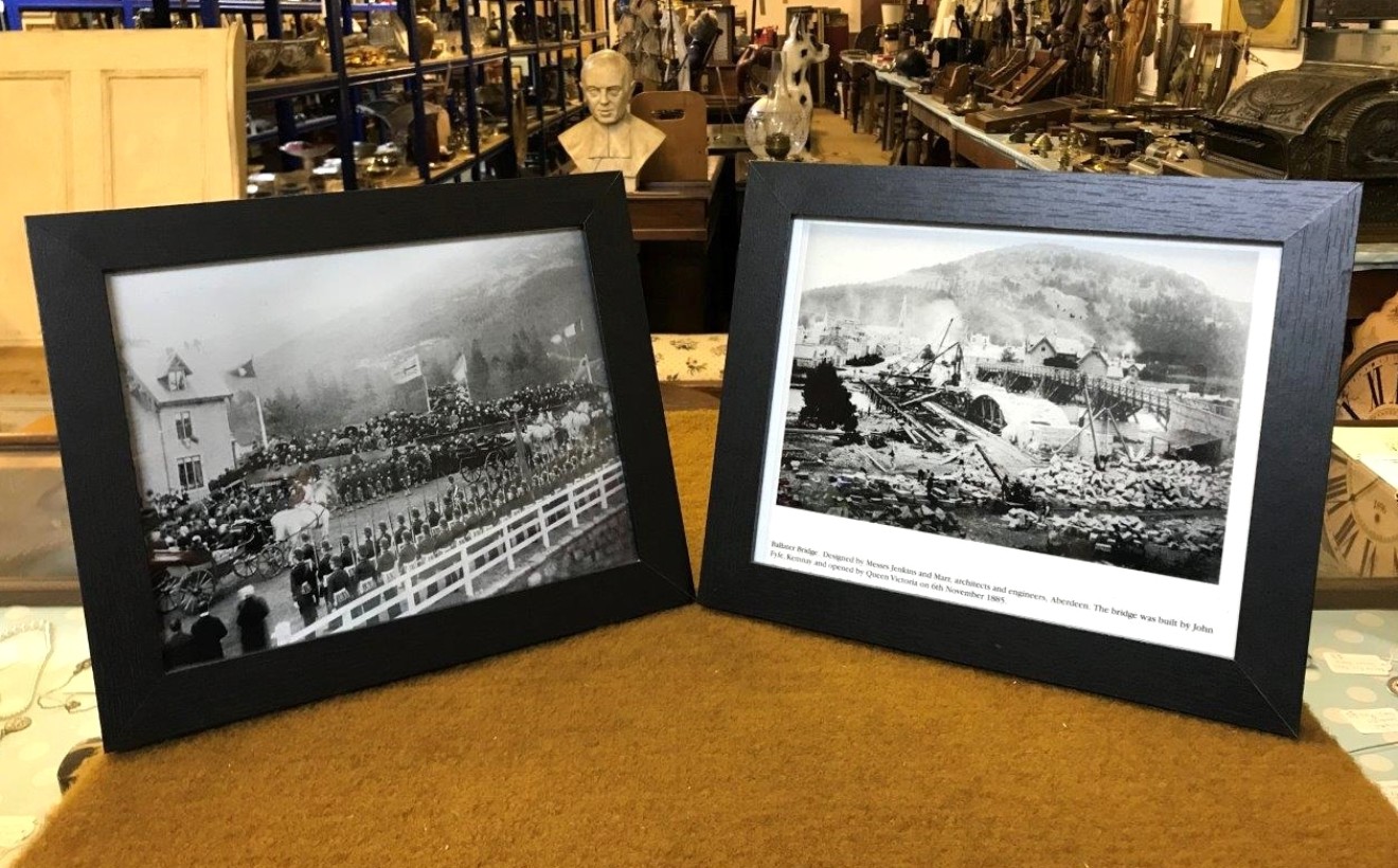 Pair of Photo Prints The Construction and Opening of The Royal Bridge Ballater 1885.