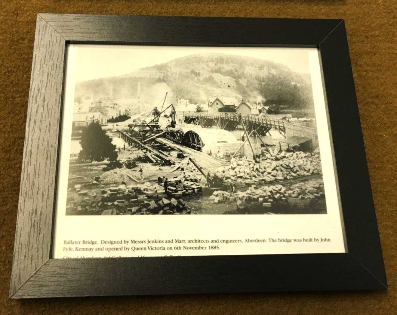 Pair of Photo Prints The Construction and Opening of The Royal Bridge Ballater 1885.