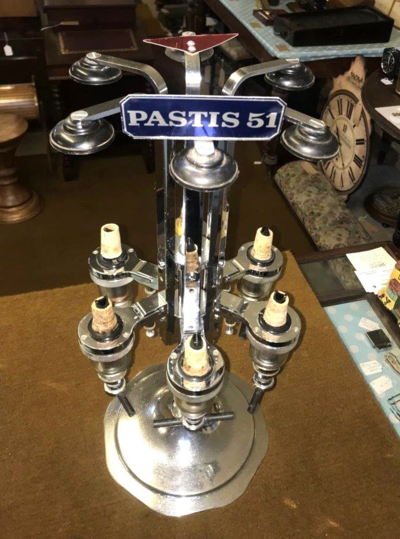 Vintage Bar Top Revolving Optic Stand 6 Gaskell & Chambers Non-Drip Heavy Duty Optics