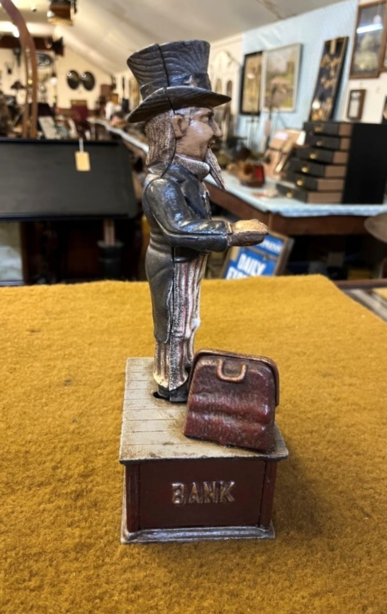 Vintage Cast Iron Uncle Sam U.S. Coin Bank