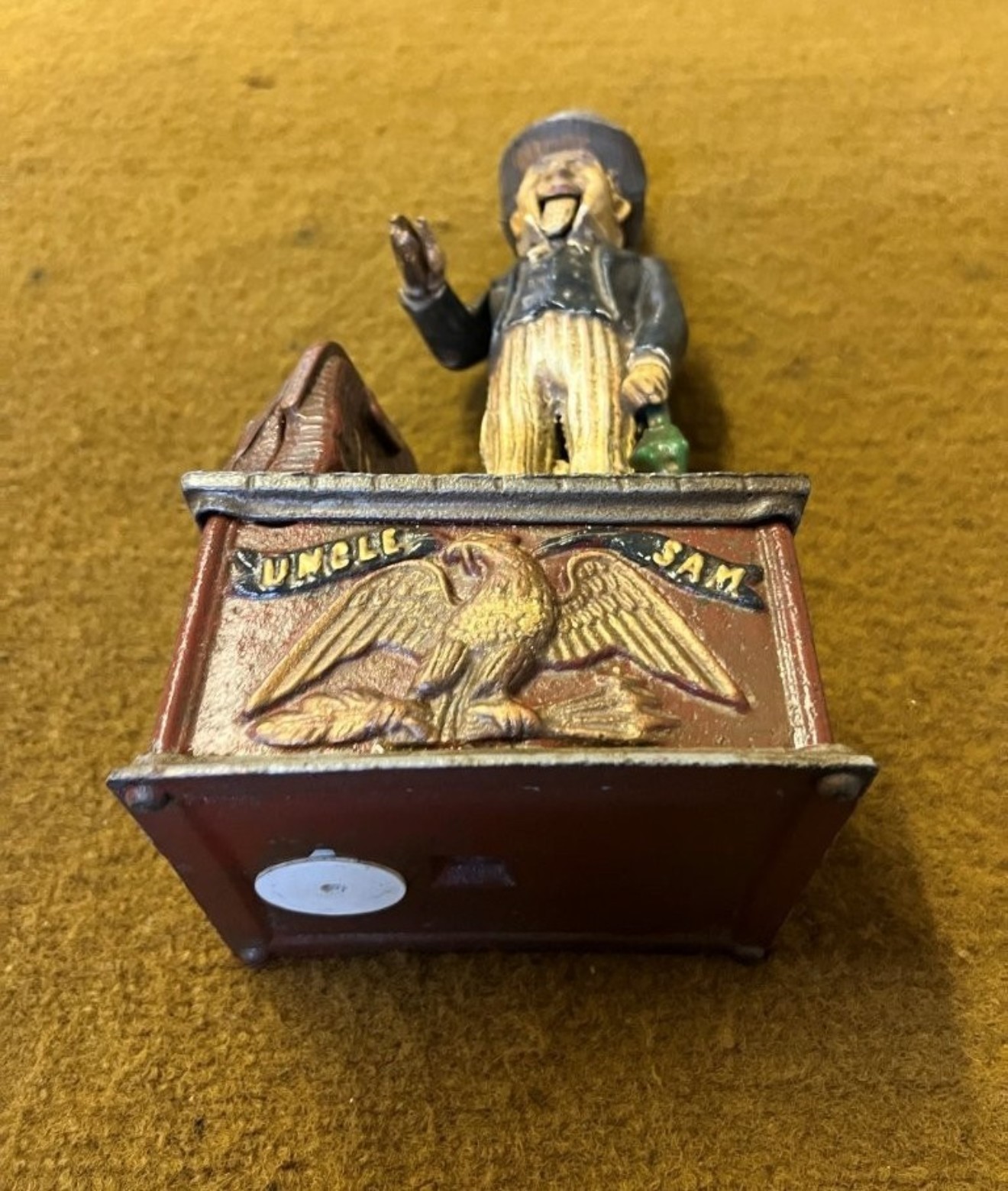 Vintage Cast Iron Uncle Sam U.S. Coin Bank