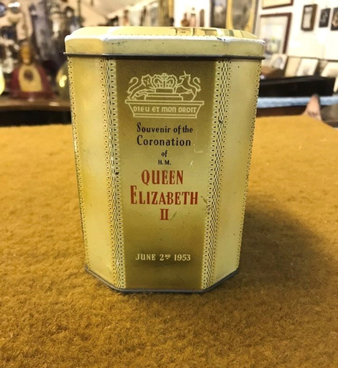 Vintage Tea Caddy Souvenir of the Coronation of H.M Queen Elizabeth II June 2nd 1953