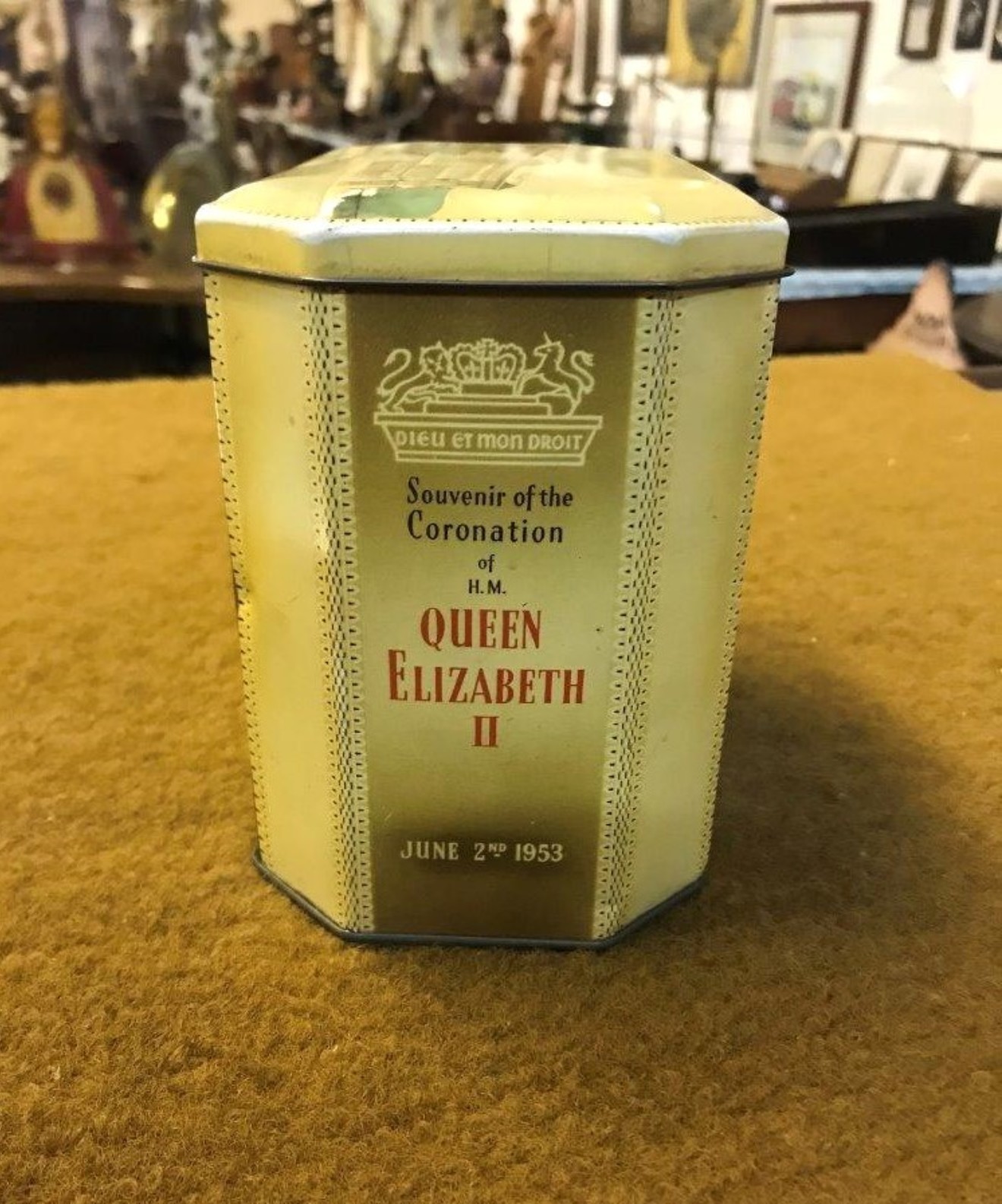 Vintage Tea Caddy Souvenir of the Coronation of H.M Queen Elizabeth II June 2nd 1953