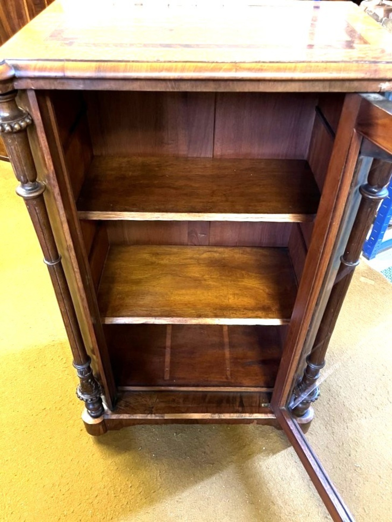 Victorian Inlaid Burr Walnut Display / Music Cabinet