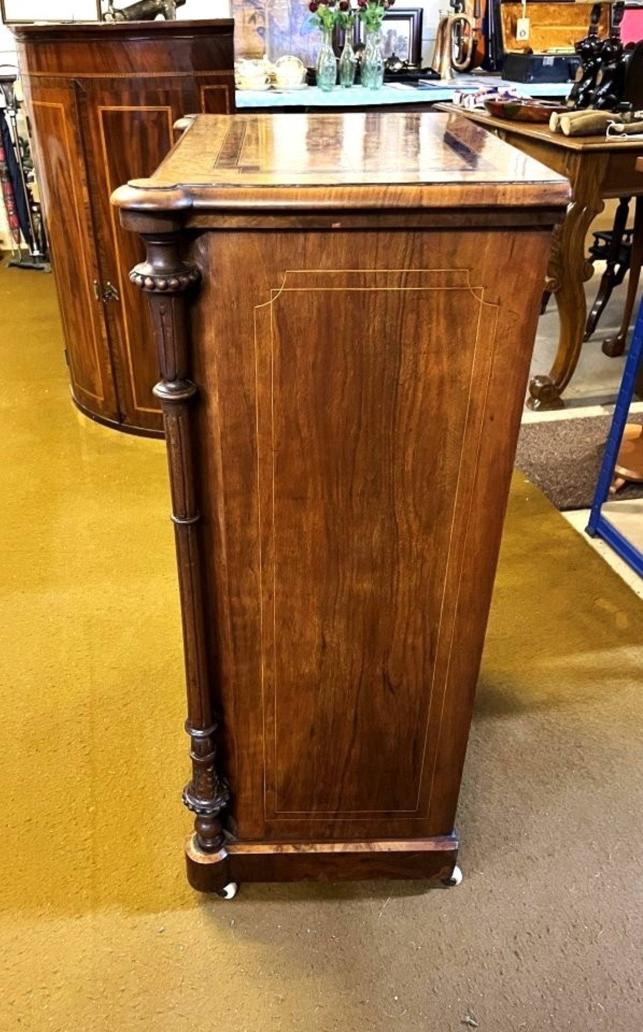 Victorian Inlaid Burr Walnut Display / Music Cabinet