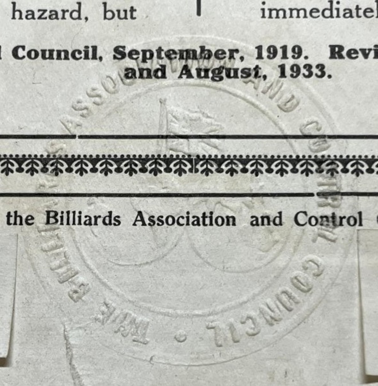 Vintage The Rules of Billiards in Original Oak Frame
