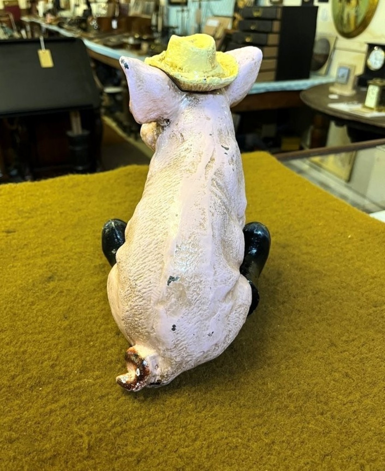 Vintage Cast Iron Pig in Boots Door Stop
