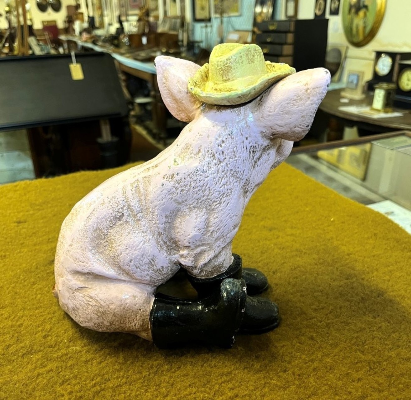 Vintage Cast Iron Pig in Boots Door Stop