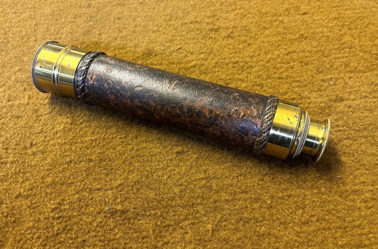 Antique Leather and Brass 3 Draw Telescope