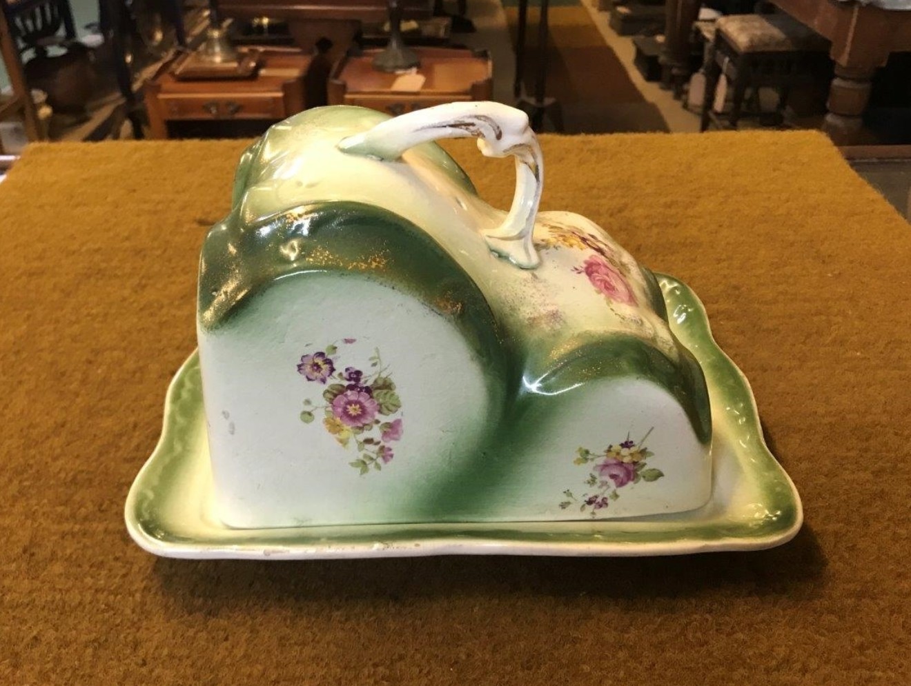 Antique Cheese Dish Floral Pattern