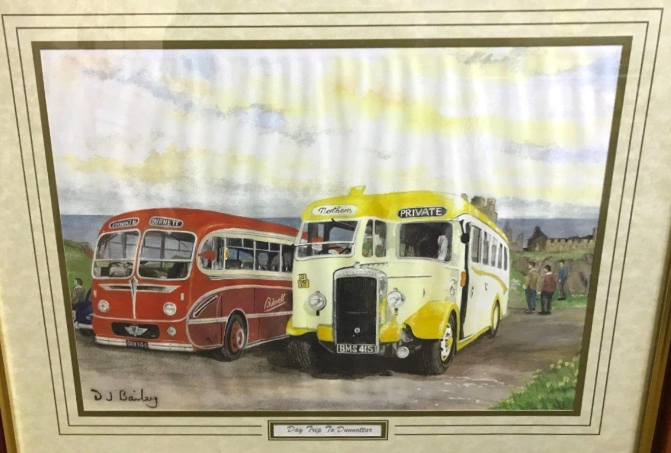 Pair of Vintage Bus Prints by D J Bailey