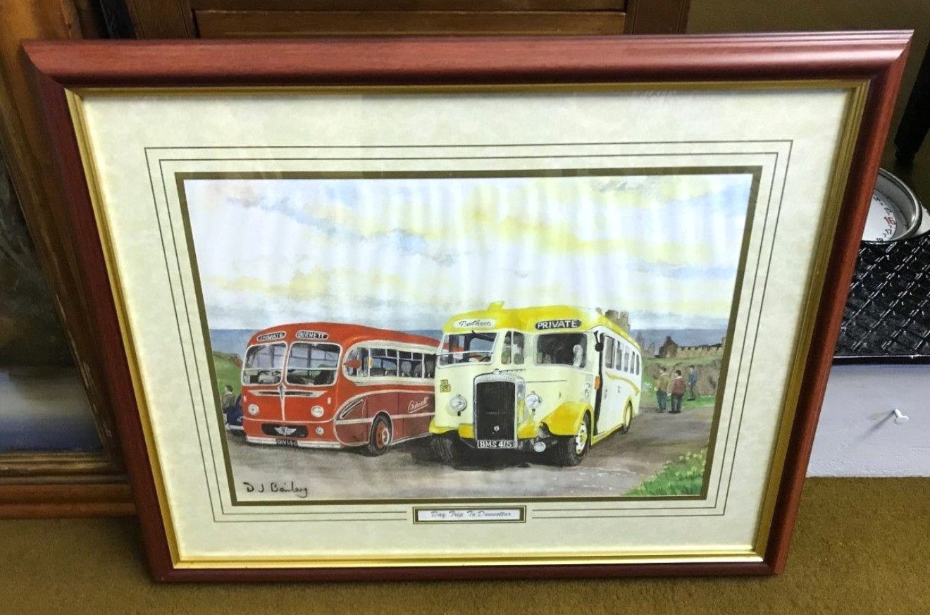 Pair of Vintage Bus Prints by D J Bailey