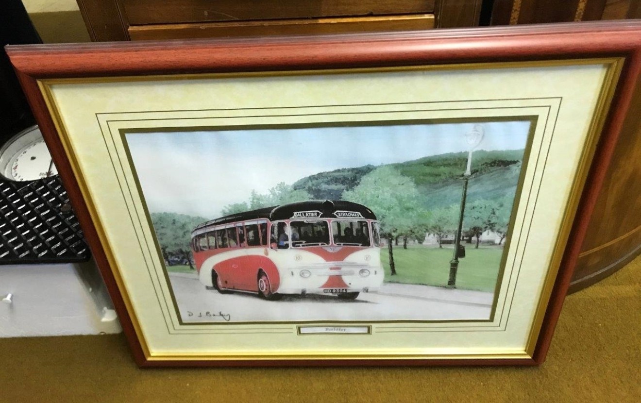 Pair of Vintage Bus Prints by D J Bailey