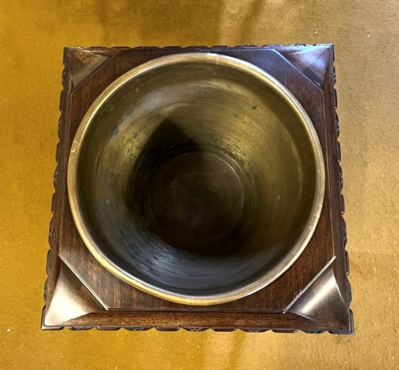 Edwardian Mahogany Jardiniere Stand with Original Brass Liner