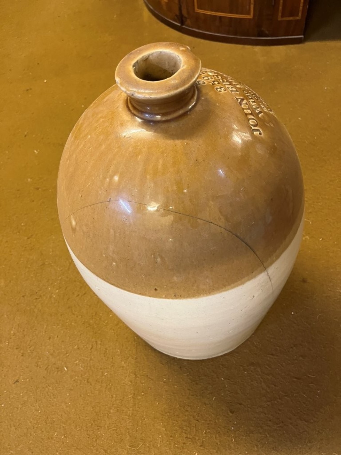 Antique Large Stoneware Flagon John Bisset & Coy Wine Merchants 37 Queen Street Aberdeen