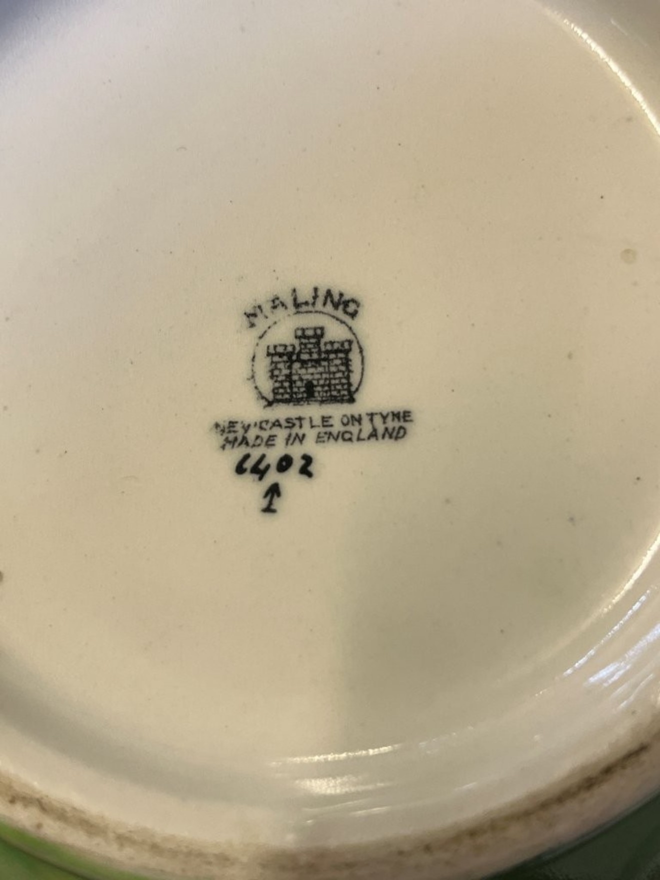 Vintage Maling Lustre Bowl Pattern 6402 Primrose Border, Victoria Green