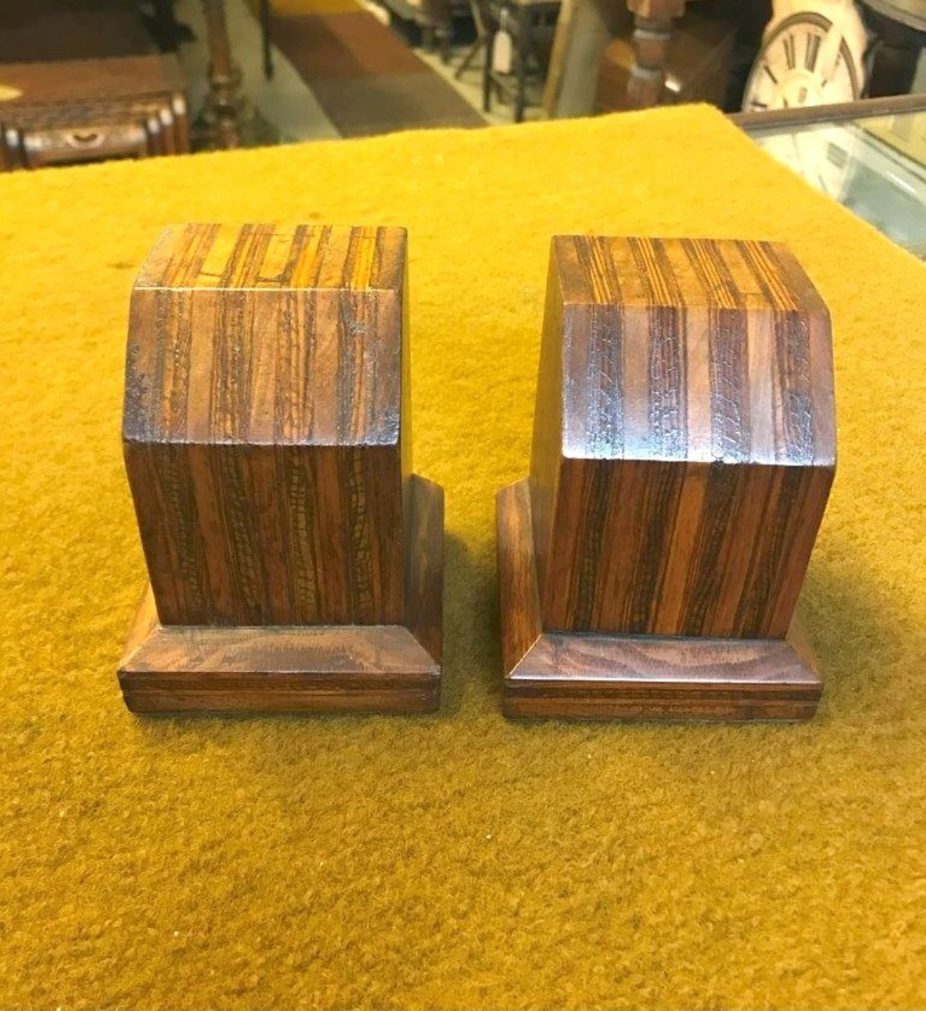 Vintage Pair of Laminated Wood Book Ends