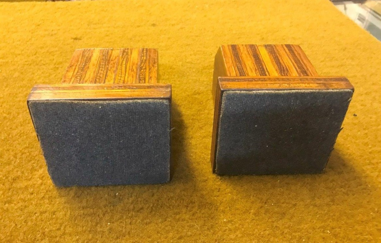 Vintage Pair of Laminated Wood Book Ends