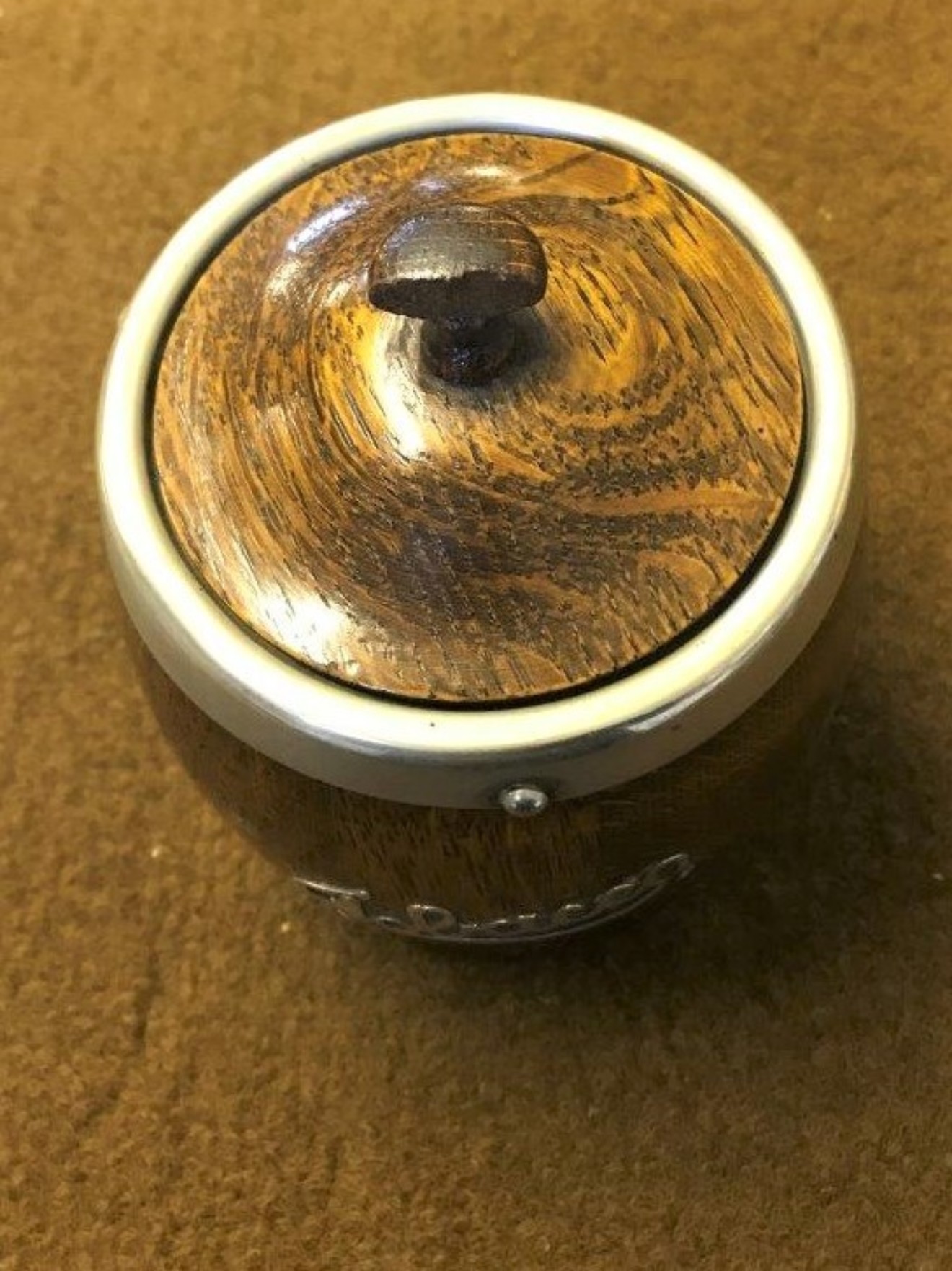 Round Wooden Tobacco Box