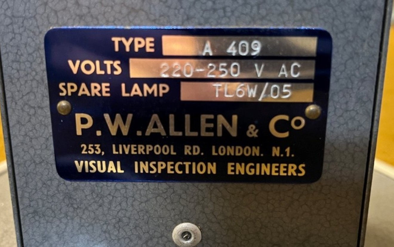 Vintage P.W.Allen & Co Ultra Violet Engineers Inspection Lamp Type A409