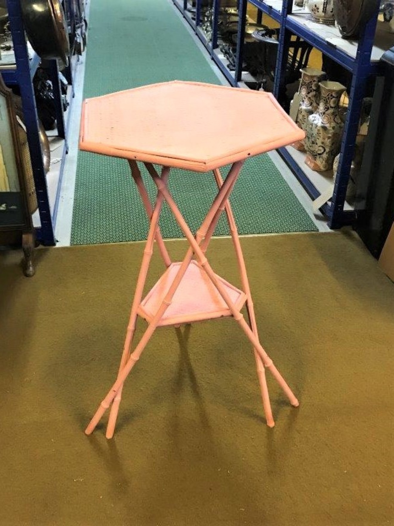 Pink Bamboo Tripod Occasional Table