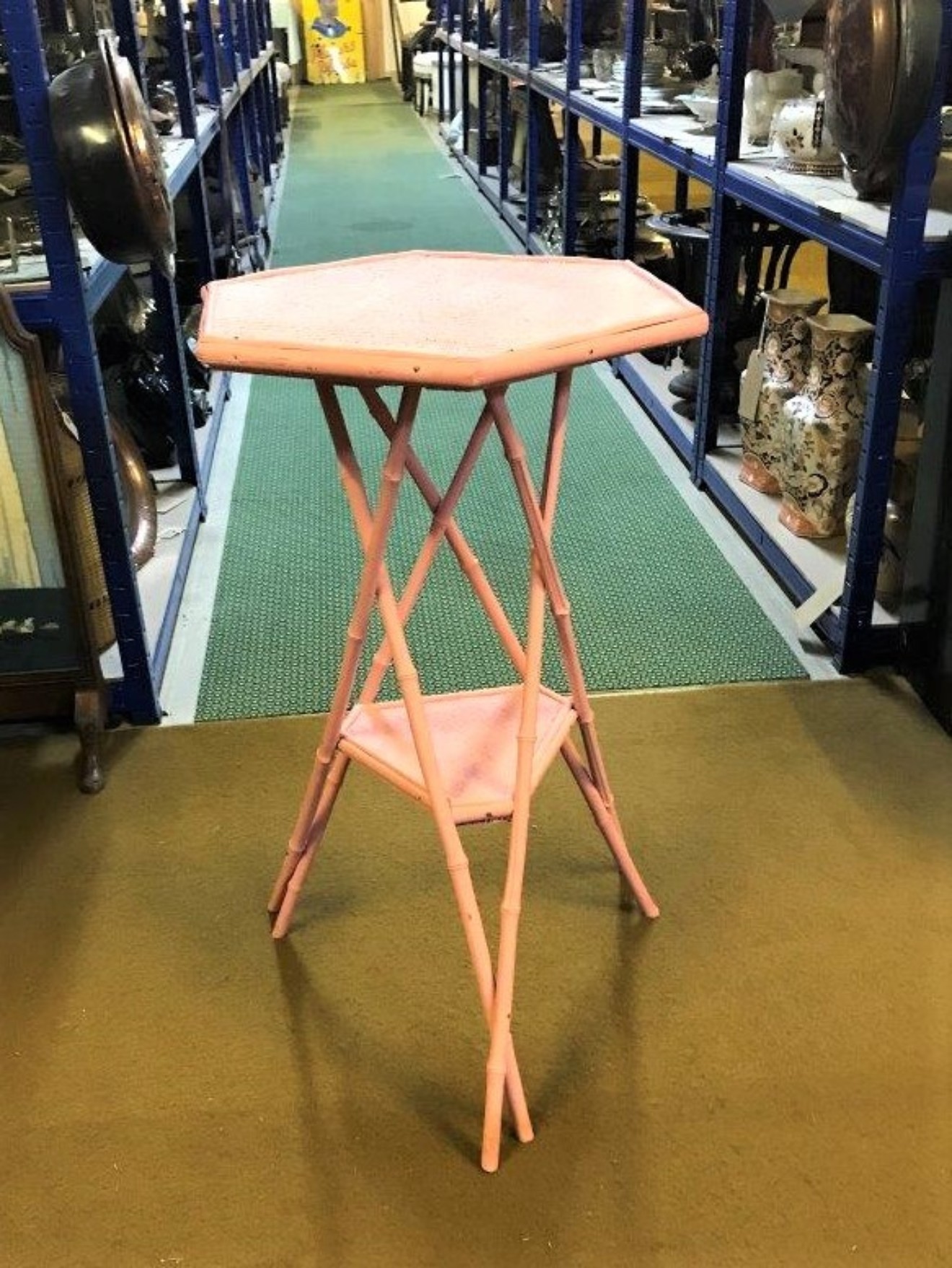 Pink Bamboo Tripod Occasional Table