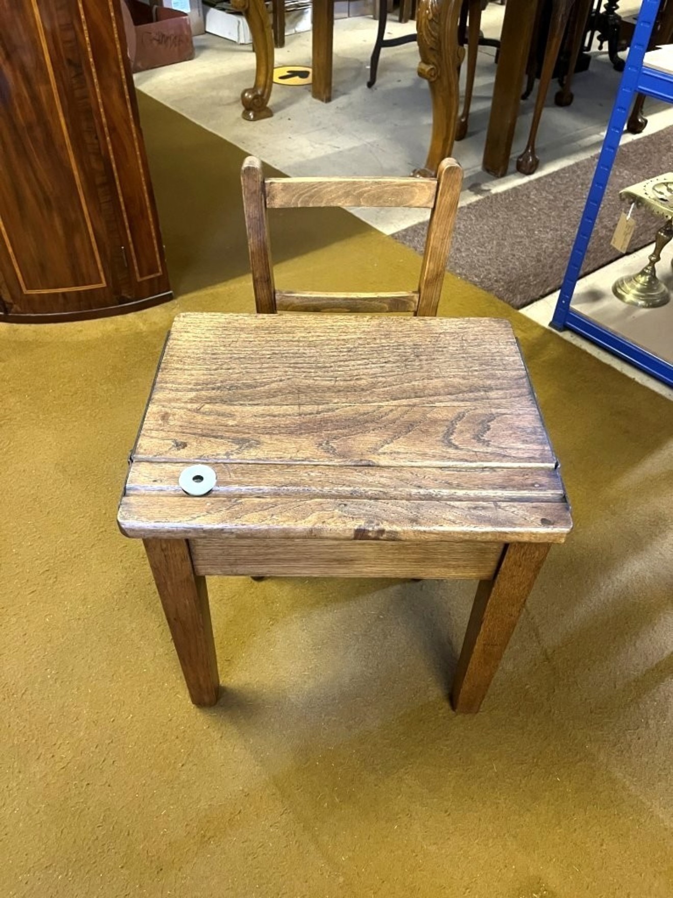 Antique Solid Oak Childs School Desk and Chair