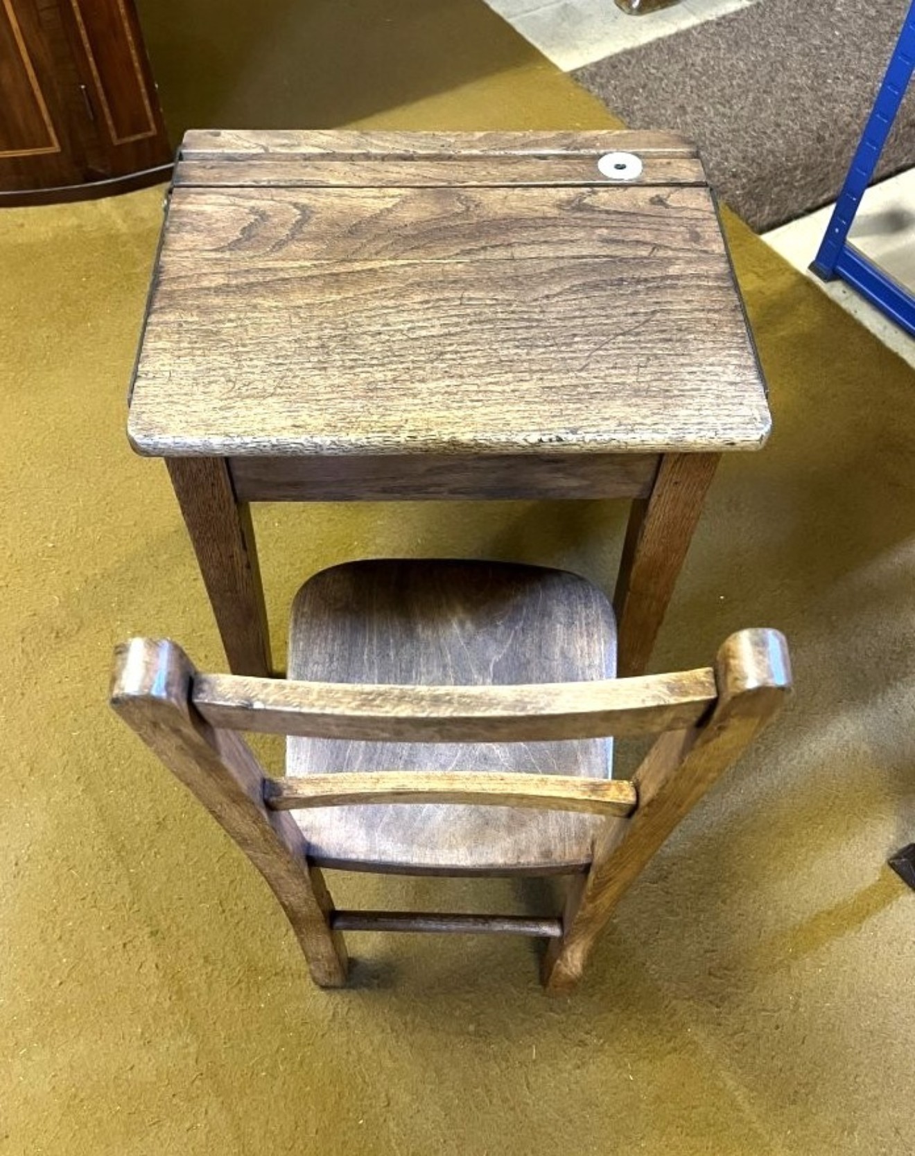 Antique Solid Oak Childs School Desk and Chair