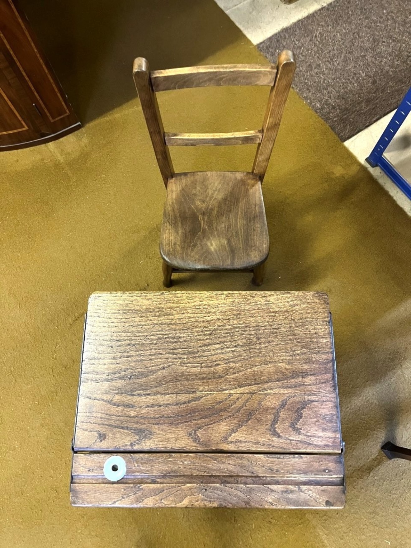 Antique Solid Oak Childs School Desk and Chair