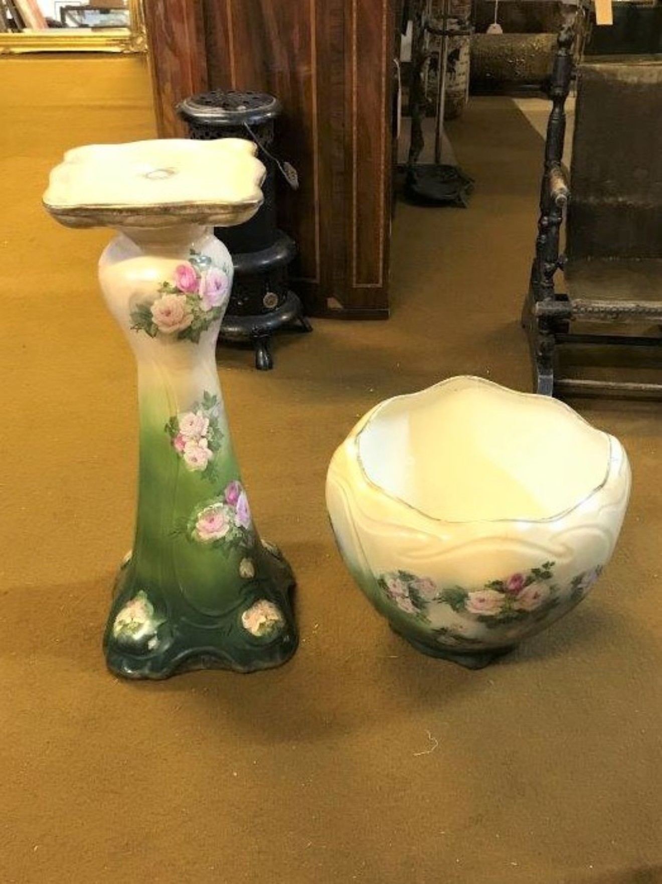 Ceramic Jardiniere and Stand