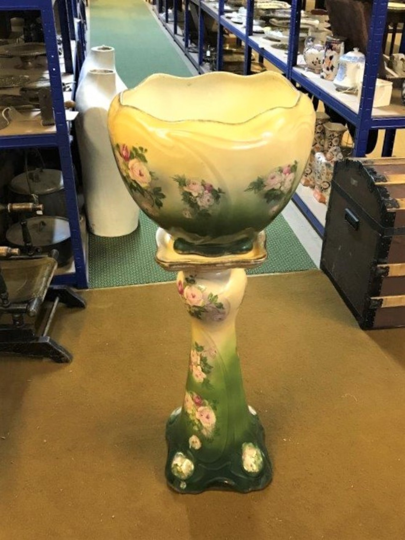 Ceramic Jardiniere and Stand