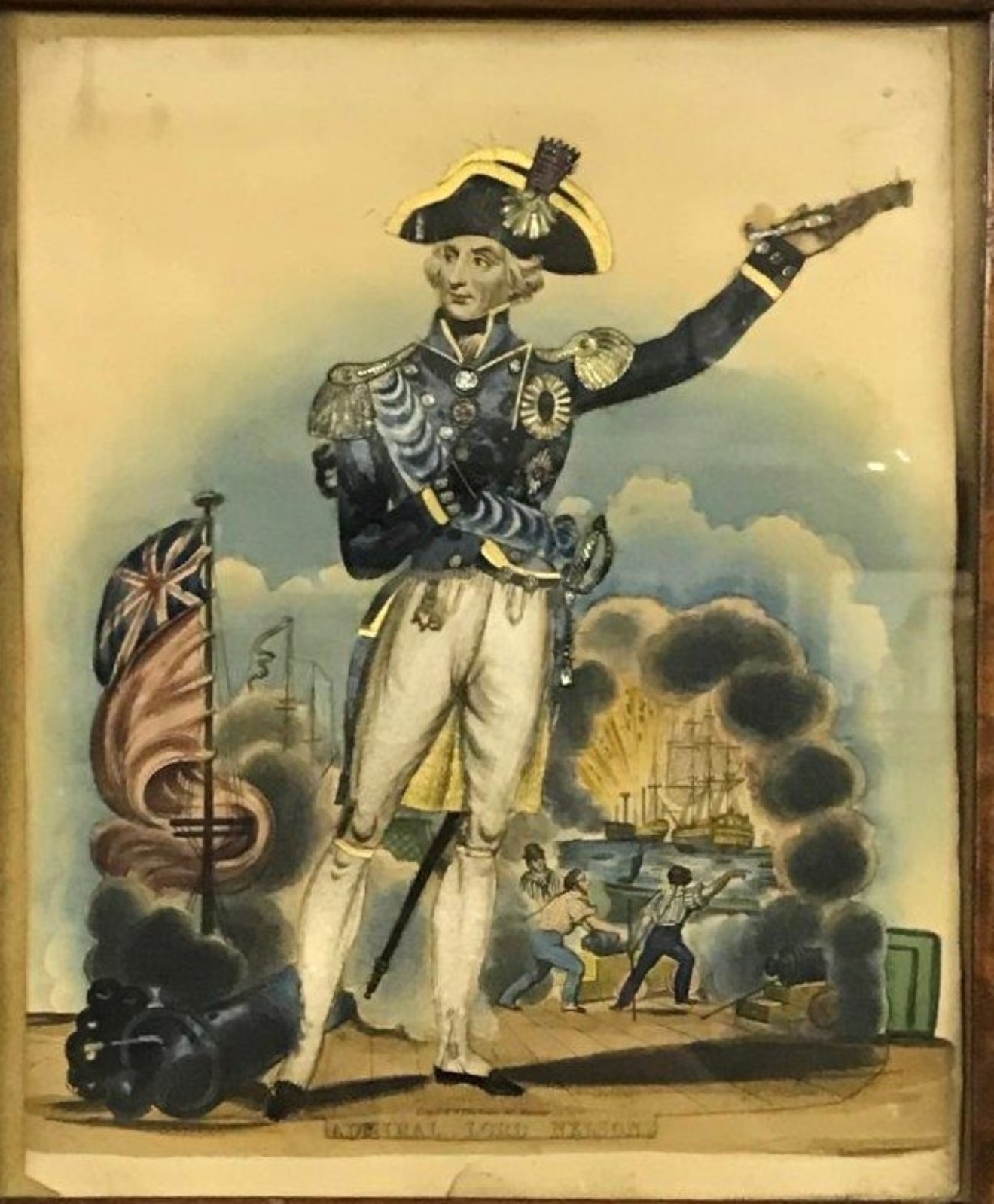 Rare Victorian Tinsel Print 'Admiral Lord Nelson'