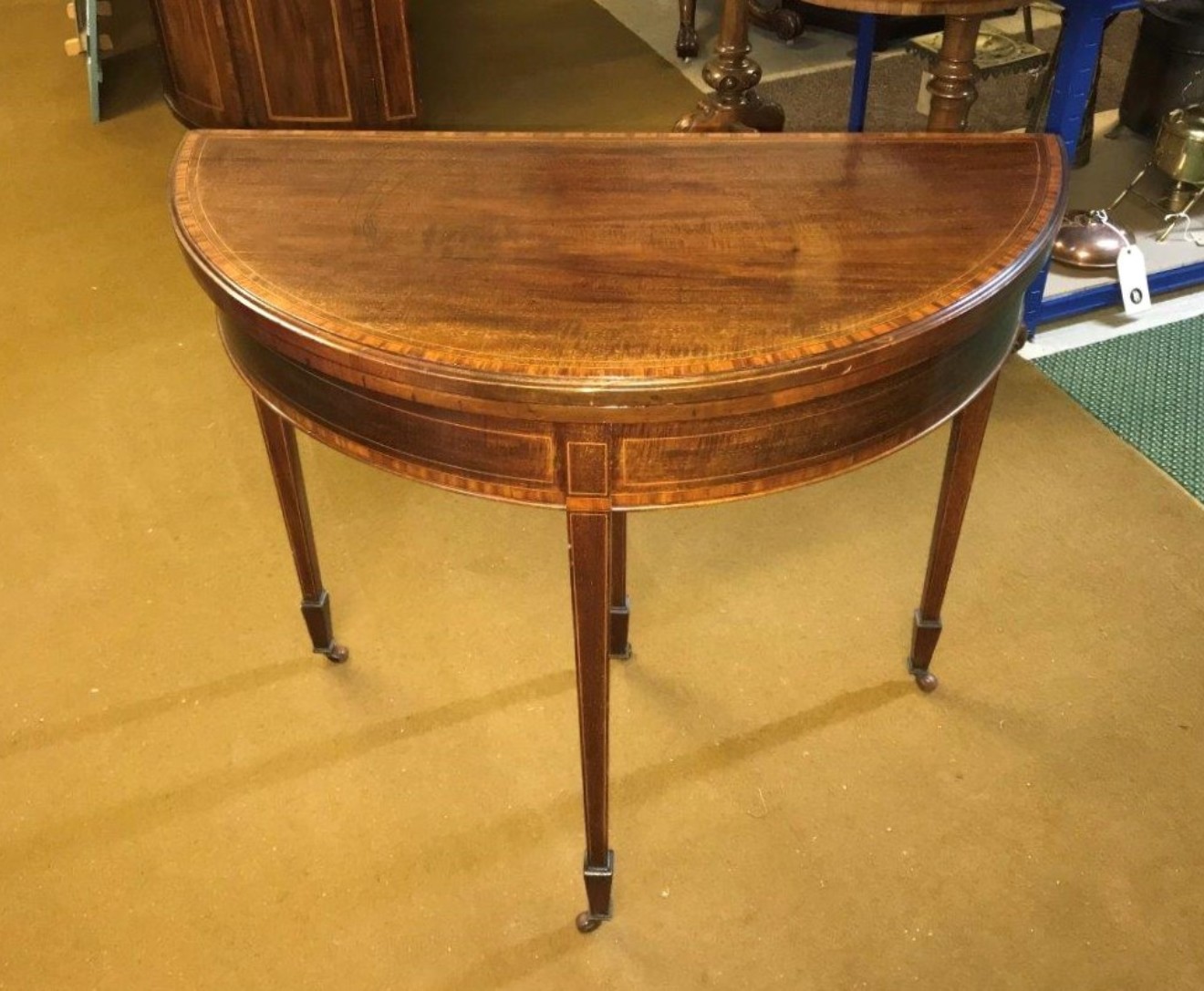 Edwardian Inlaid Mahogany Demi Lune Card / Games Table